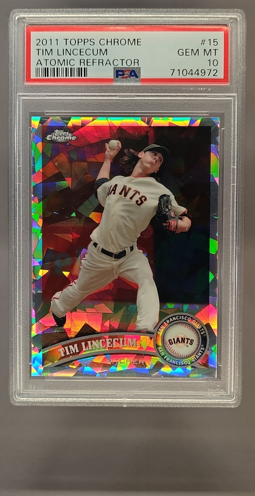 2011 Topps Chrome Tim Lincecum #15 Atomic Refractor 89/225 Giants PSA 10 image 0