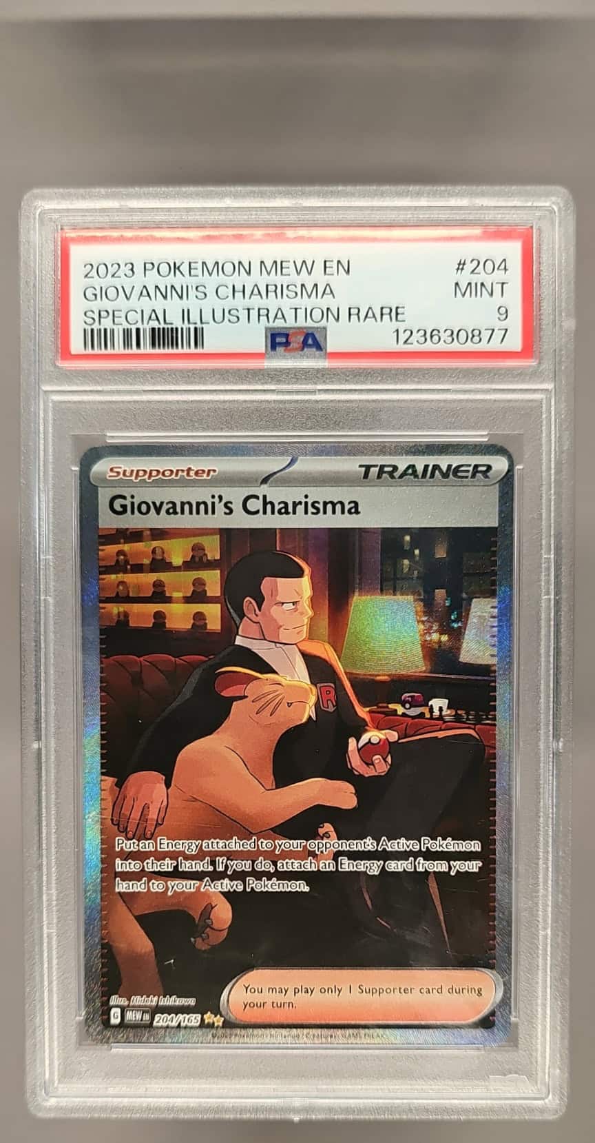 2023 Pokemon SV 151 Giovanni's Charisma #204/165 Special Illustration Rare PSA 9 image 0