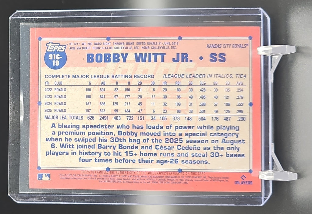 2026 Topps Series 1 Bobby Witt Jr. #91C-19 1991 Chrome Silver Pack Gold Mojo Refractor /50 nan nan image 1