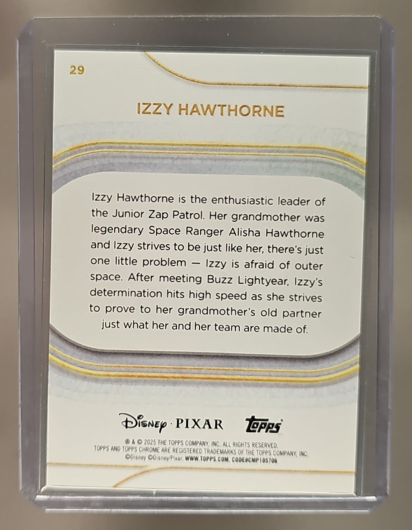2025 Topps Chrome Disney Izzy Hawthorne #29 White Refractor 29/30 image 1