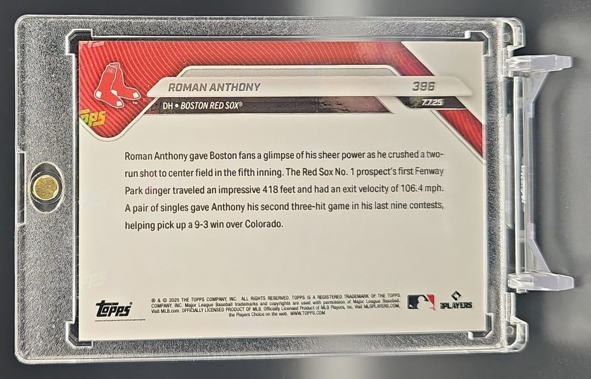 2025 Topps Now Roman Anthony #396 Red Sox Orange /25 nan nan image 1