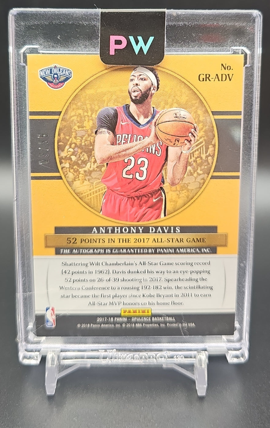 2017 Panini Opulence Anthony Davis #GR-ADV Gold Records Signatures /35 Auto image 1