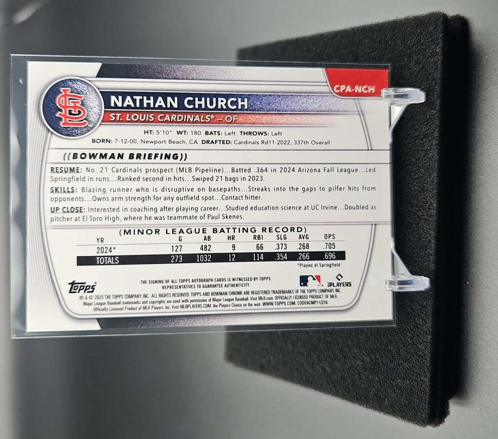 2025 Bowman Chrome Nathan Church #CPA-NCH Auto Orange Wave Refractor /25 1st Prospect image 1