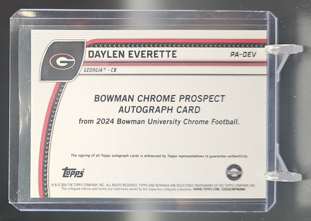 2024 Bowman Chrome University Daylen Everette #PA-DEV Prospect Auto Yellow Refractor /75 image 1
