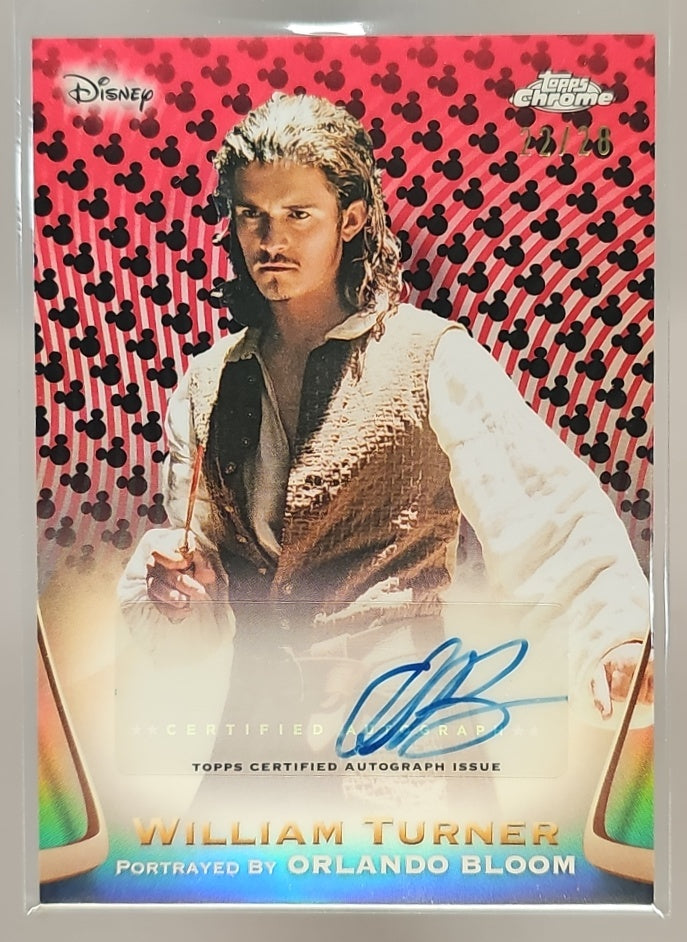 2025 Topps Chrome Disney Orlando Bloom #AA-OB Authentic Auto Mickey Mouse Logo Refractor /28 image 0